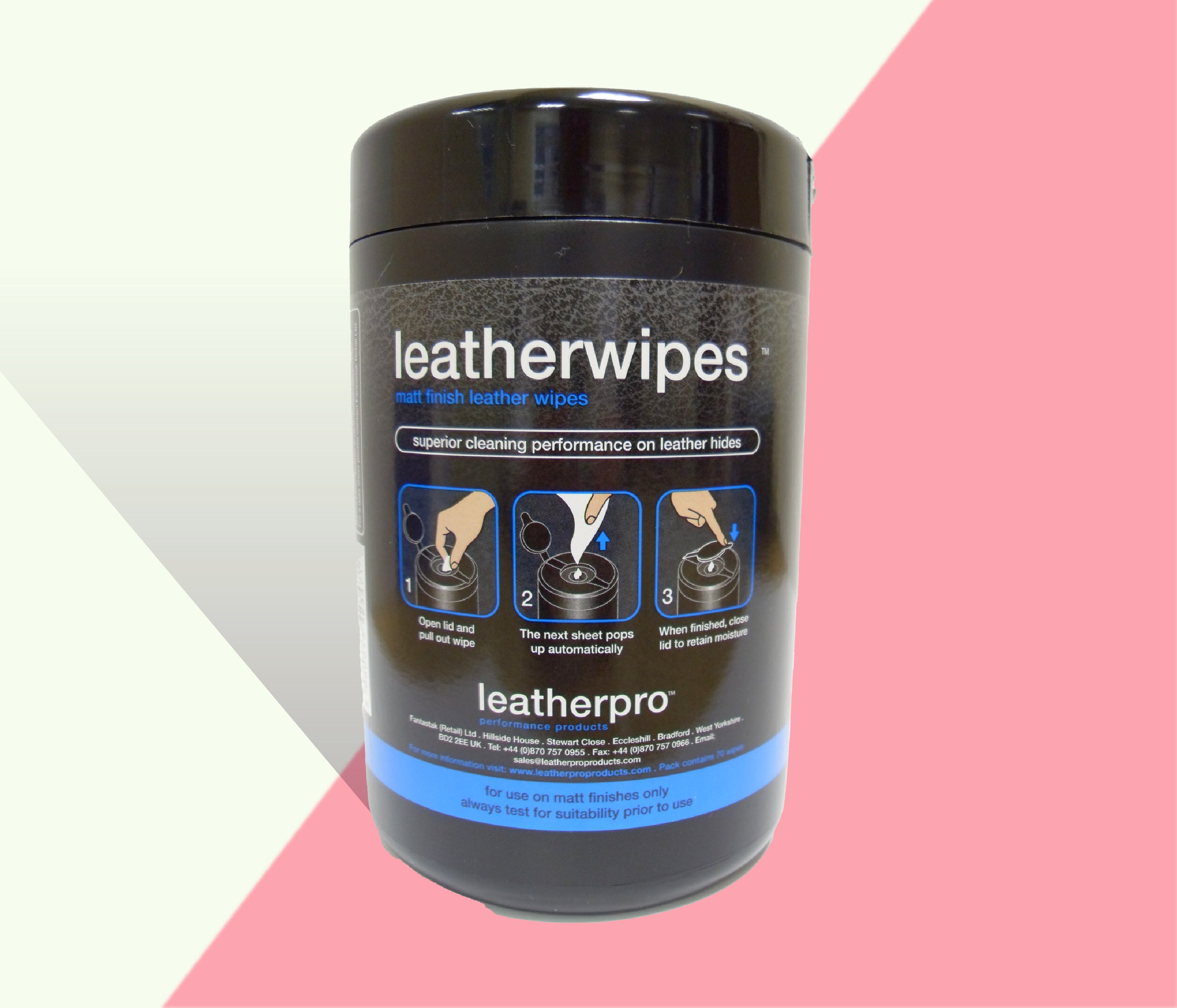 LeatherWipes - for Matt Leather - tub of 70 wipes