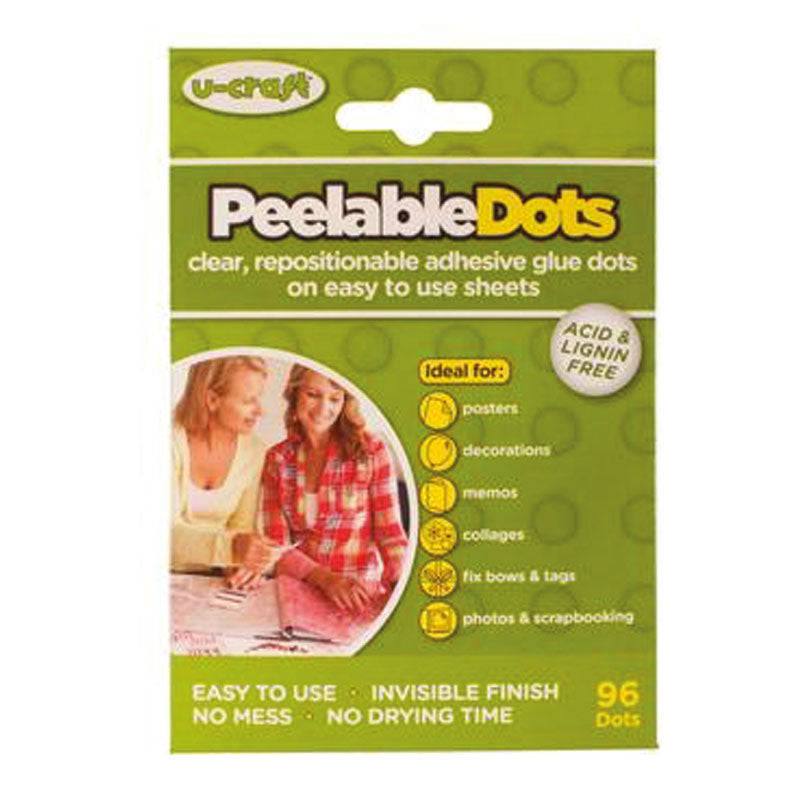 Peelable Glue Dots 96 x removable glue dots on perforated sheets