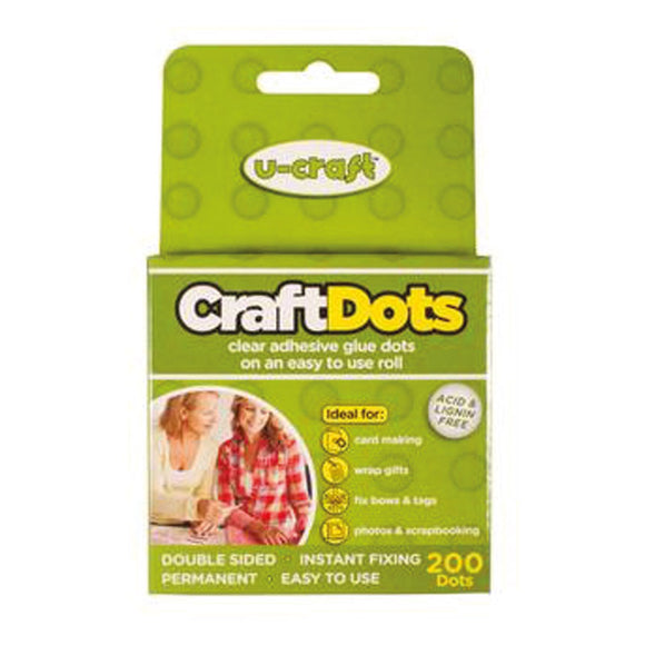 Craft Dots  - 200 x Permanent Glue Dots on a roll (10mm diameter)