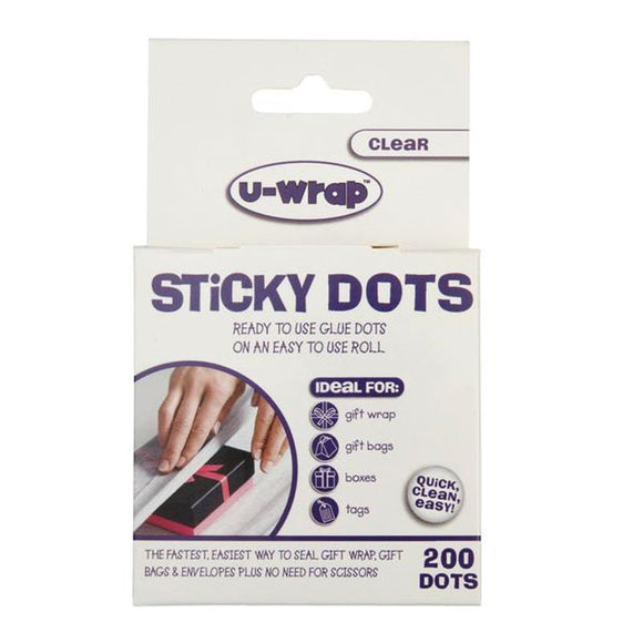 U-Wrap - Glue Dots - Permanent Sticky Dots on a Roll x 200 Dots