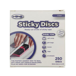 U-Wrap - Clear 25mm Sticky Discs - 250 Disc Pack