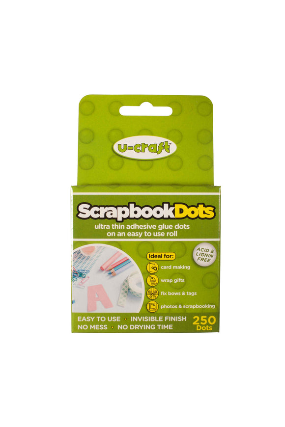 Scrapbook Glue Dots - 250 x thin, permanent dots on a roll (14mm diameter)