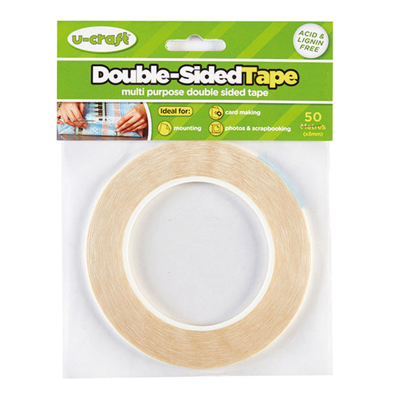 50 Metre Multi Purpose Double-Sided Sticky Tape 3mm Width