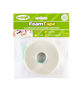 U-Craft 3 Metre Foam Tape Roll - 12mm x 2mm thick